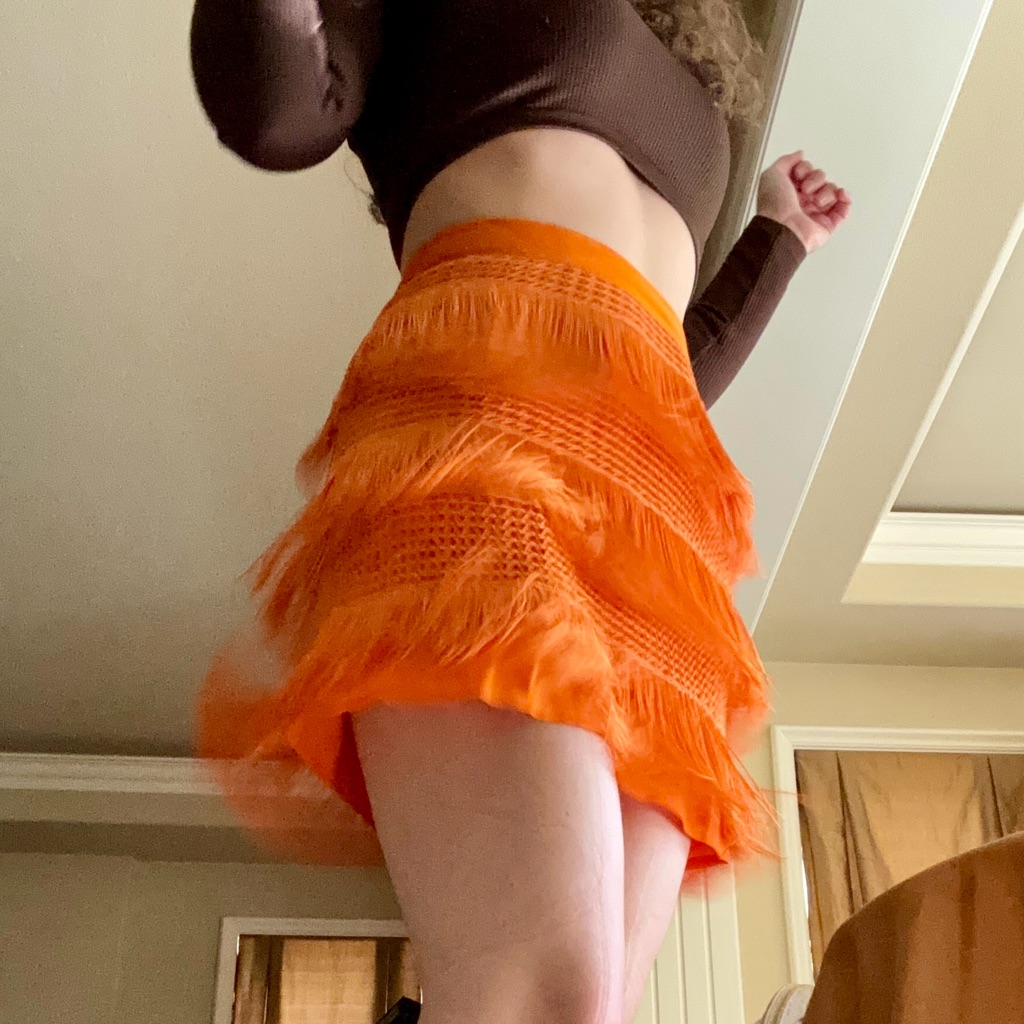 Perfect Flapper Fringe Skirt With Tassels In Orange By Alberta Ferretti